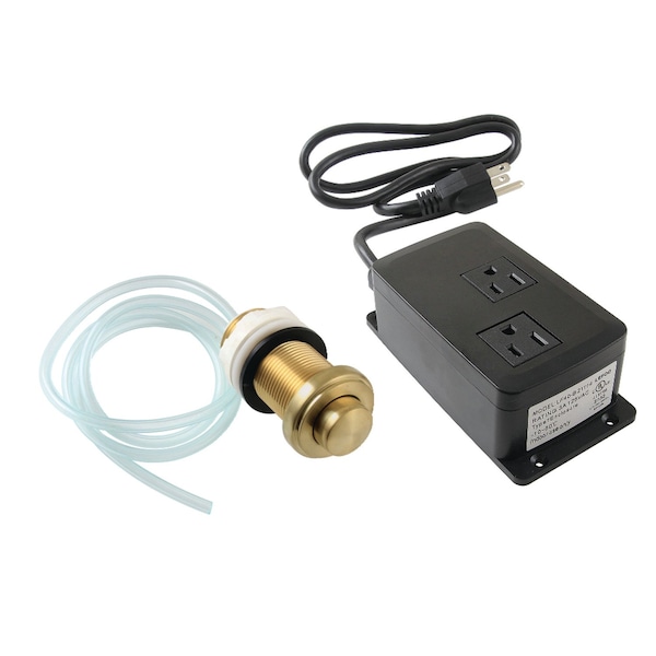 Dual Outlet Garbage Disposal Air Switch Kit, Brushed Brass